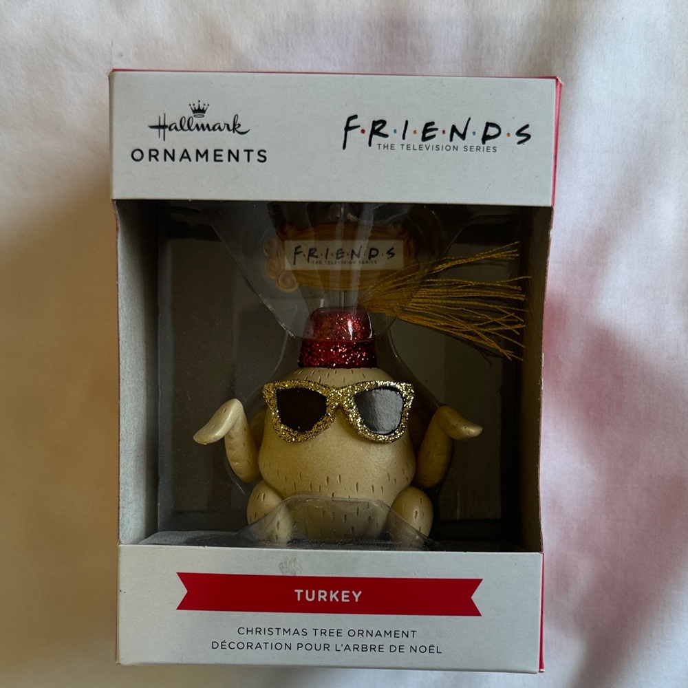 Hallmark Friends Turkey Ornament with Red and Gold Glitter
